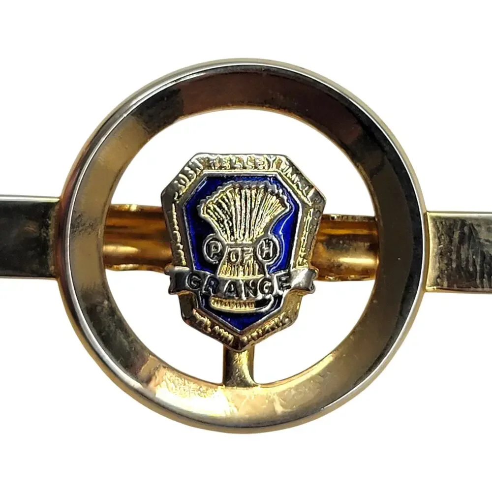 Vintage Patrons of Husbandry P of H Grange Cufflinks Tie Clip Set Gold Tone